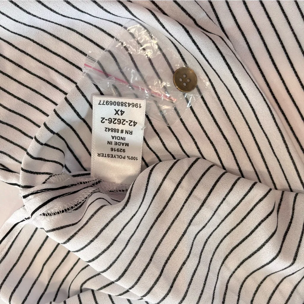 Catherines White Pinstripe‎ Breezeway Half-Zip Georgette Tunic Blouse Size 4X - Image 10