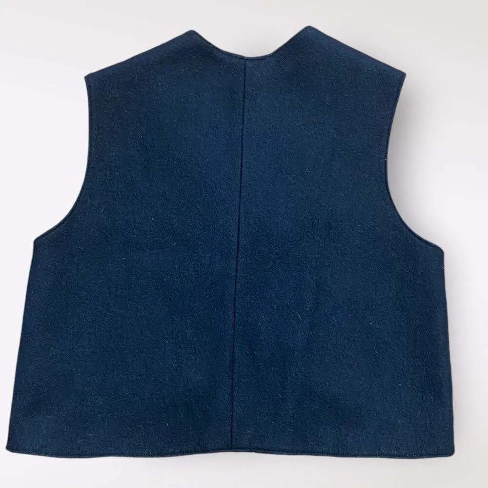 Vintage Shopping International Black Wool Felt Floral Hungarian Matyo Art Vest S - Image 4