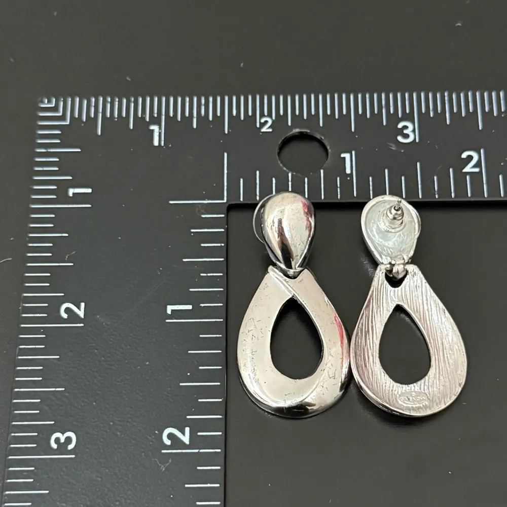 GIVENCHY Signed Silver-tone Doorknocker Statement Earrings 13g. - Image 9