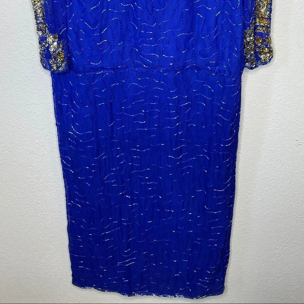 Vintage Laurence Kazar Silk Beaded Dress - Image 10