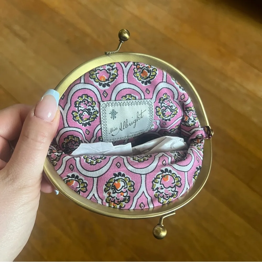 Purple Anthropology Satin Rose Clutch - Image 5