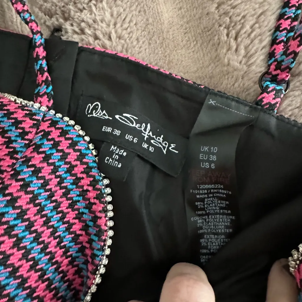 ASOS miss selfridge houndstooth rhinestone matching set coord - Image 4