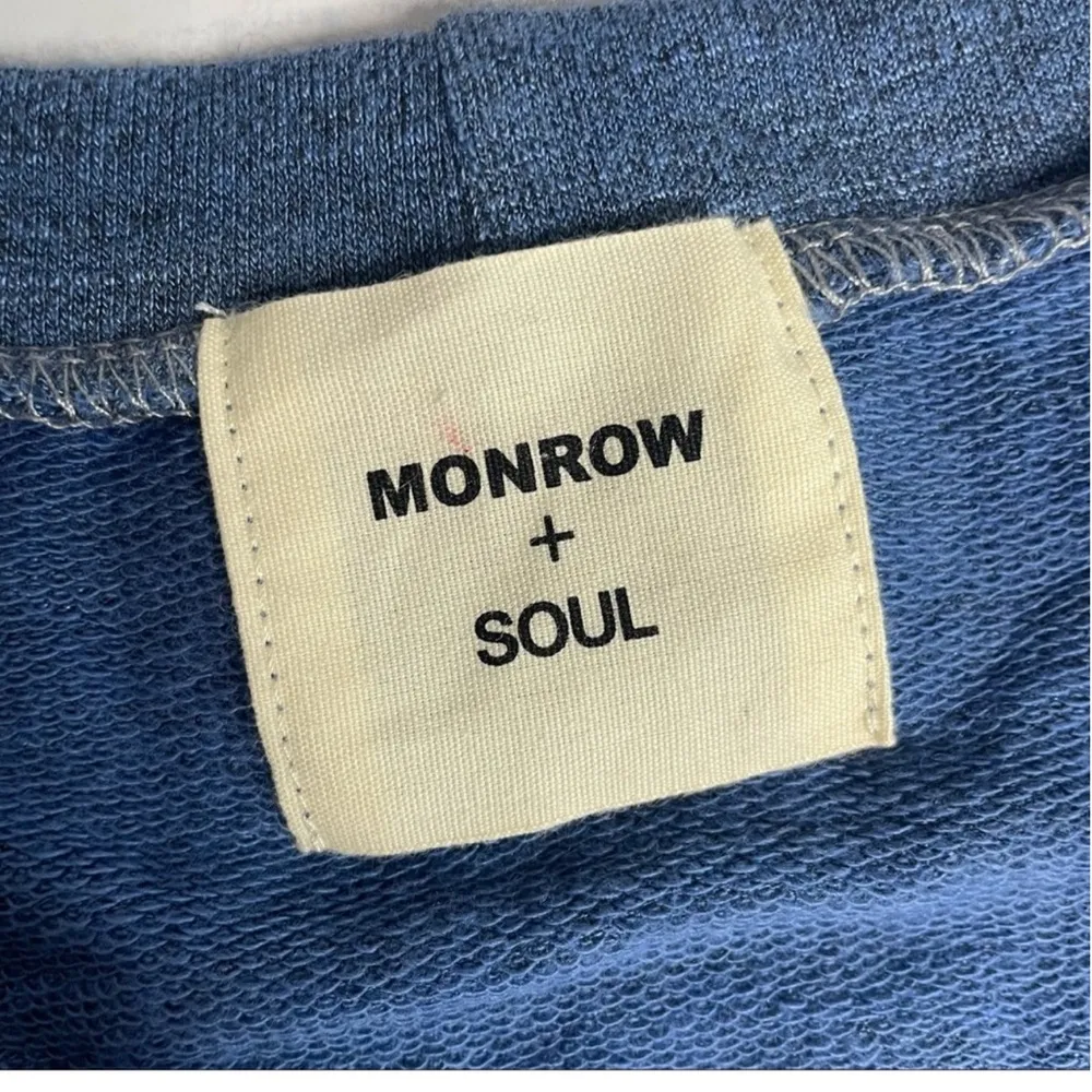 Monrow + Soul Cycle Dip Dyed Crew Neck Sweatshirt Blue Long Sleeve Small - Image 7