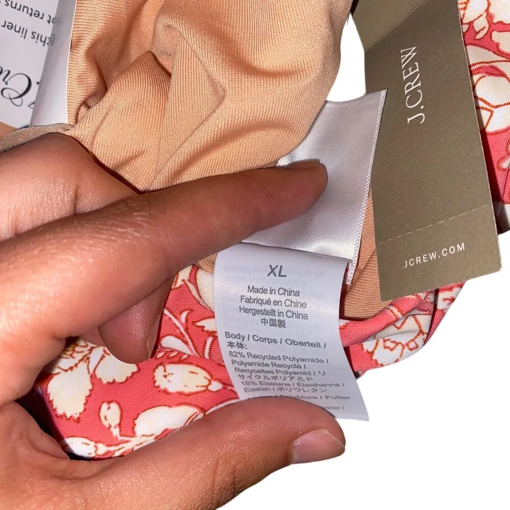 NWT J. Crew Coral Pink Floral Cheeky Bikini Swim Bathing Suit Bottom Size XL - Image 8