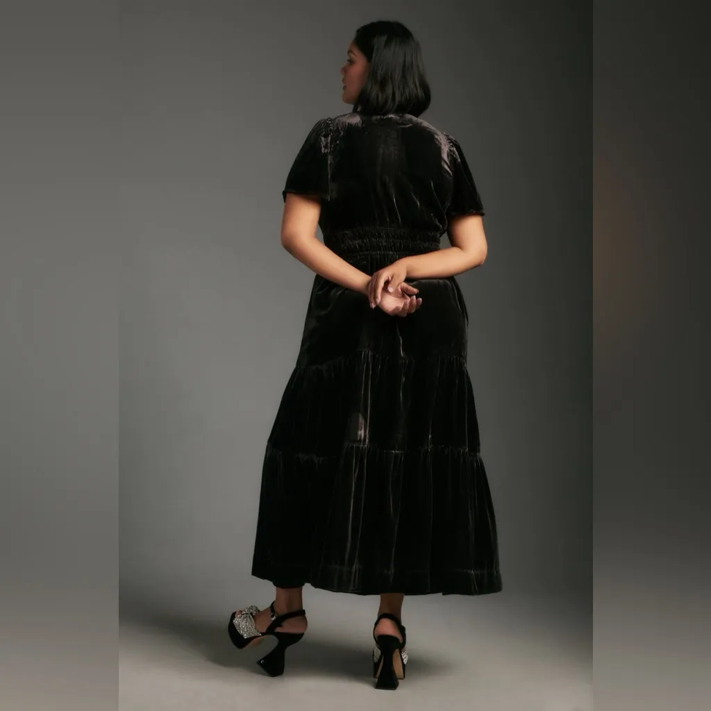 Anthropologie Black Velvet Maxi Dress - Image 4