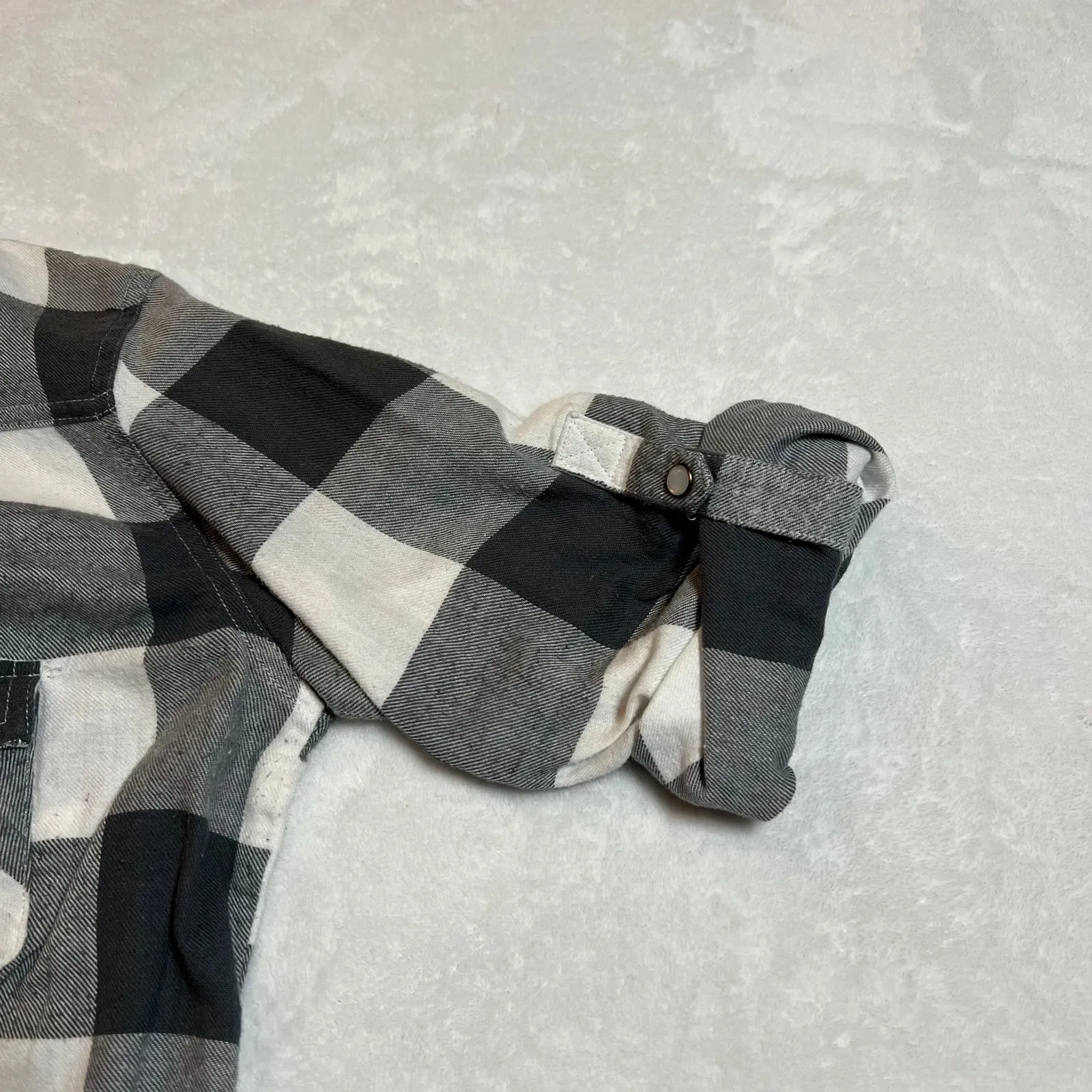 Nollie The Slim Fit Plaid Flannel Pearl Snap Button Up Shirt Size L Western Gray Size L - Image 6