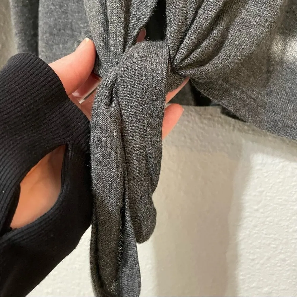 Madewell Grey Long Sleeve Tie Front Tee Shirt Womens XS Fall Casual Preppy Top - Image 3