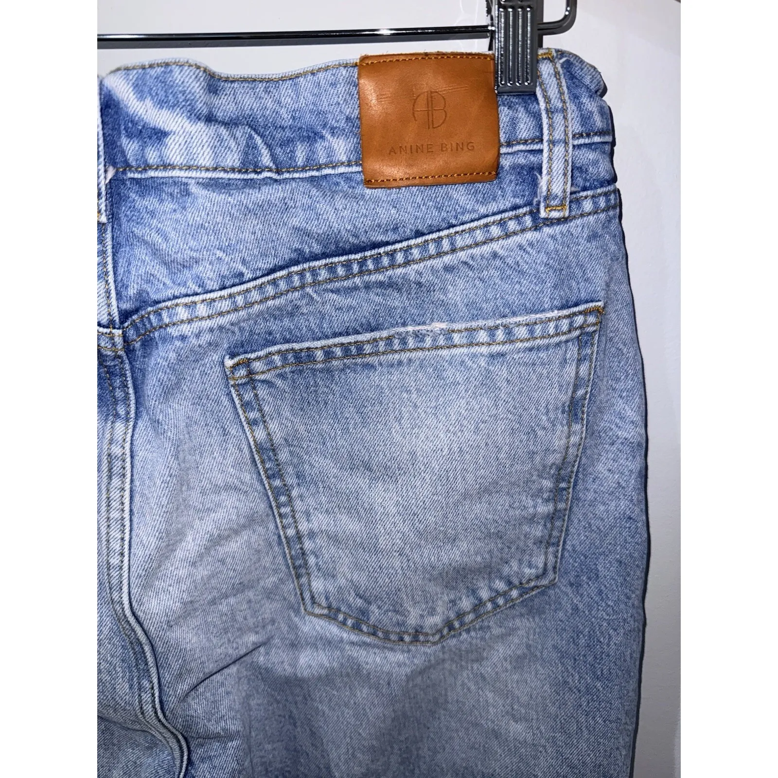 Anine Bing Jeans Women's 32 Blue Straight Denim Raw Hem Cotton W - Image 7