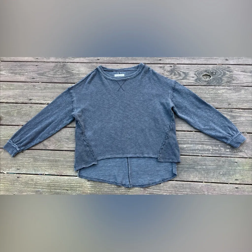 We The Free Women’s L/S Pullover Casual Minimalist Distress Gray Sweatshirt|Sz:M - Image 12