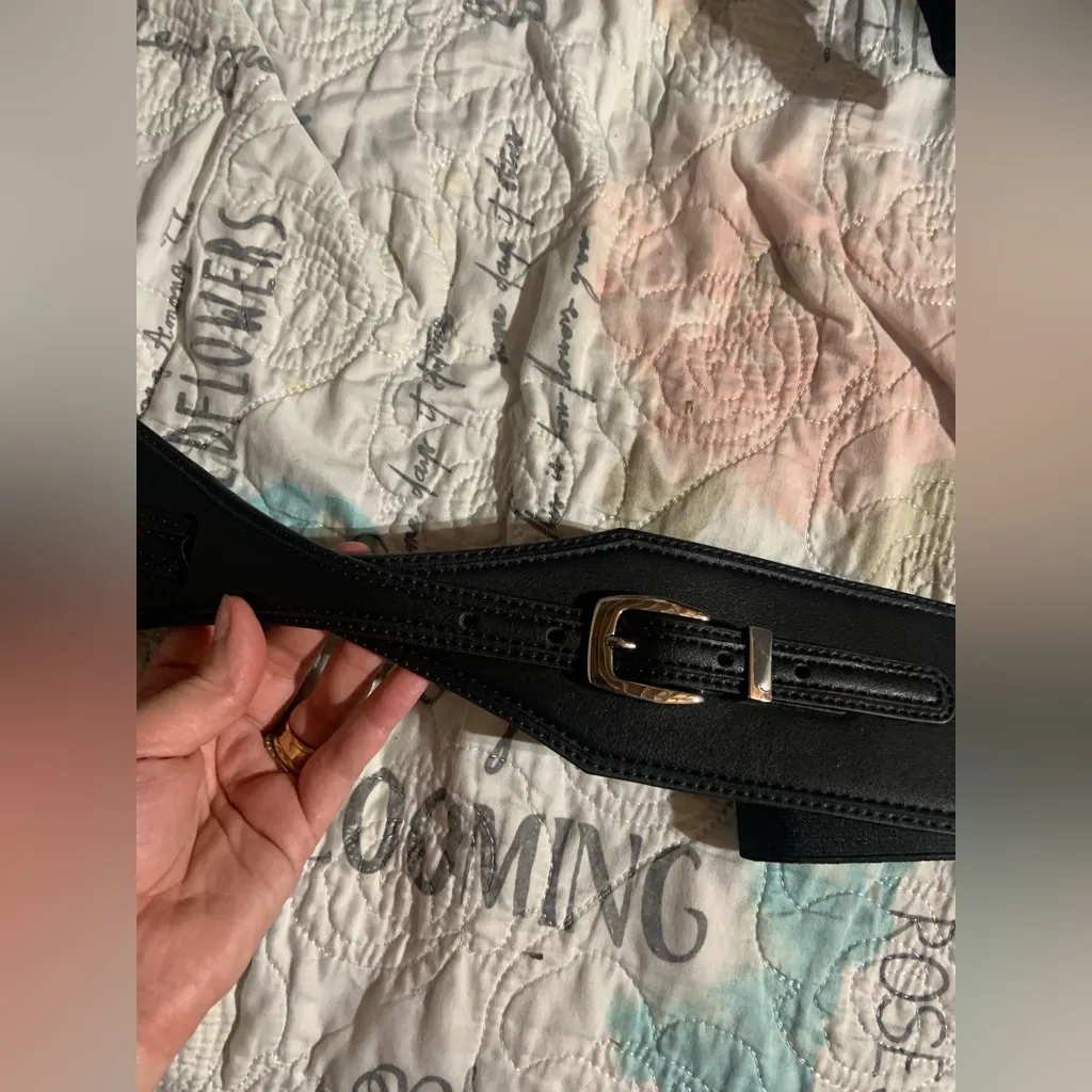 Express Black Belt corset waist buckle casual classic fall boho y2k s/m $38 goth - Image 3