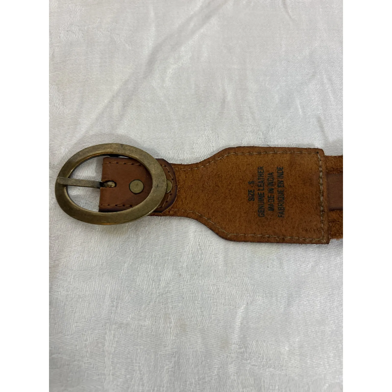 Lucky Penny Belt Small Brown Leather Western Boho Brass Tone Anthropologie - Image 9