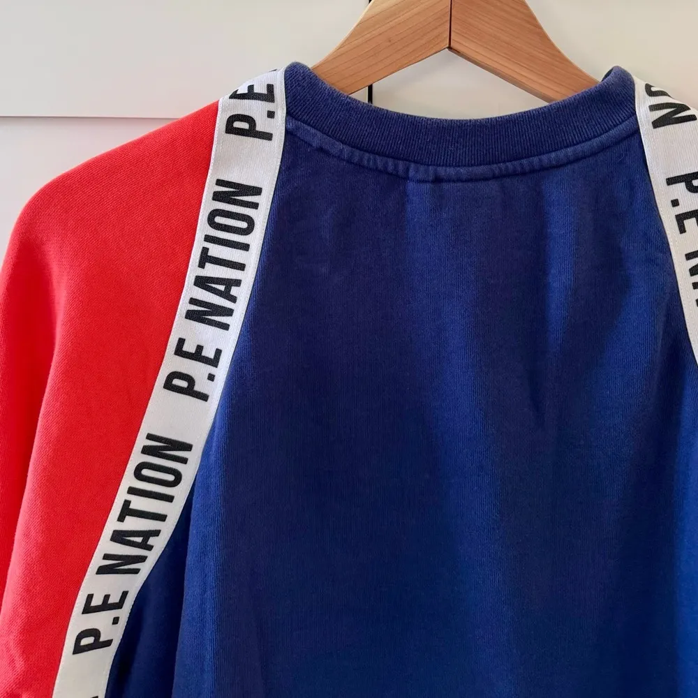 P.E Nation The Wembly Sweatshirt, (REVOLVE Collection) Navy & Red Cotton sz. S Blue - Image 13