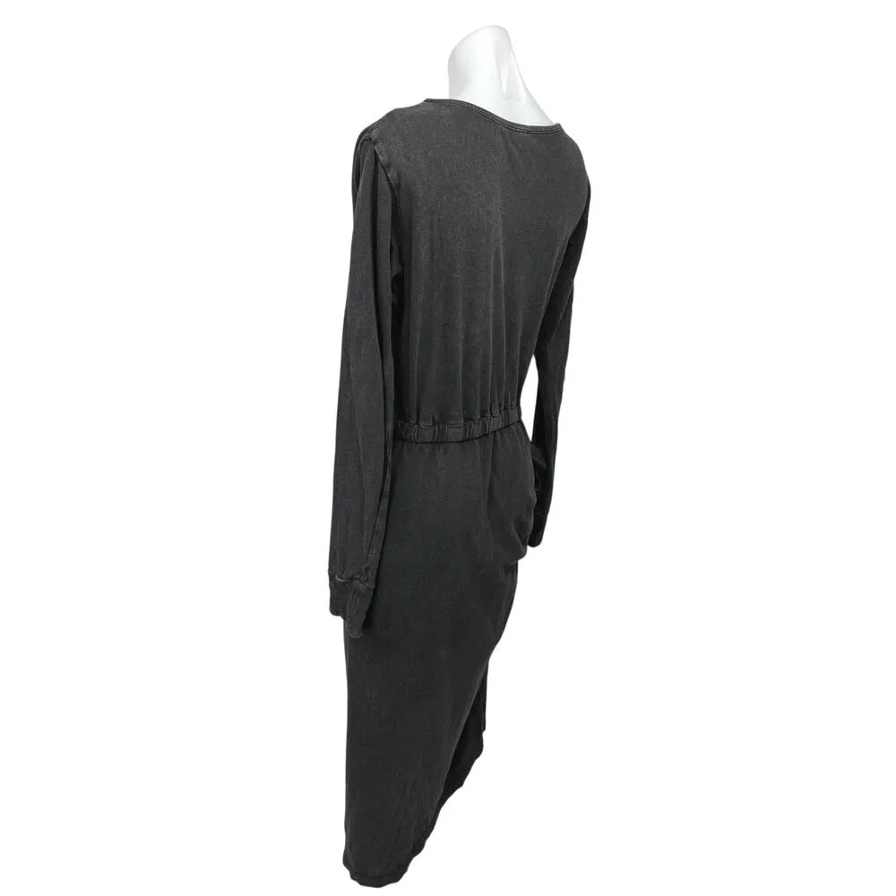 Free People Black Molly Side Tie Scoop Neck Long Sleeve Wrap Maxi Dress Sz M - Image 4