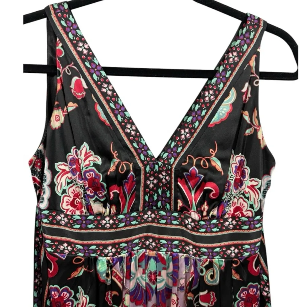 ECI Sleeveless Colorful Floral Print Silk‎ Dress 6 - Image 6