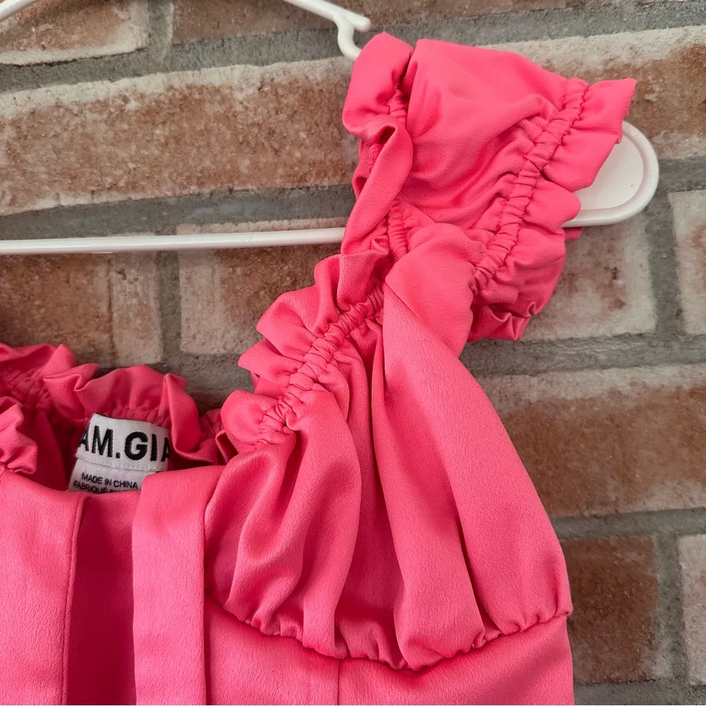 I. AM. GIA Naomi Corset Cropped Top Ruffled Women’s Small Pink Barbie Bratz - Image 3