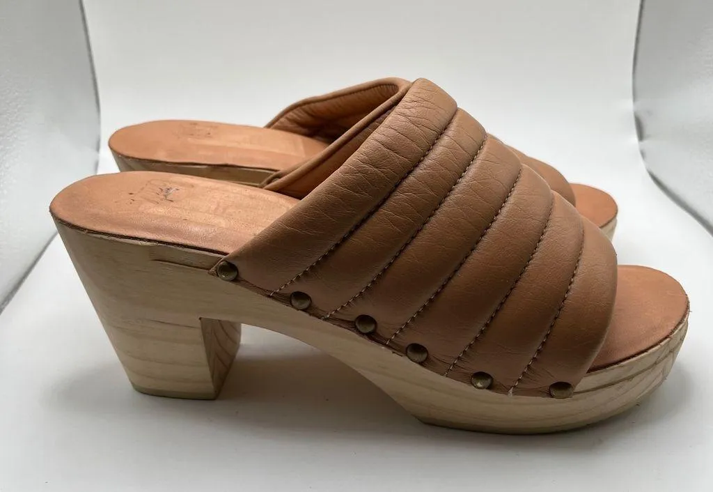 NWOB Beek Womens Roller Platform Wood Heeled Clog Mule Leather size 10 2621 - Image 5