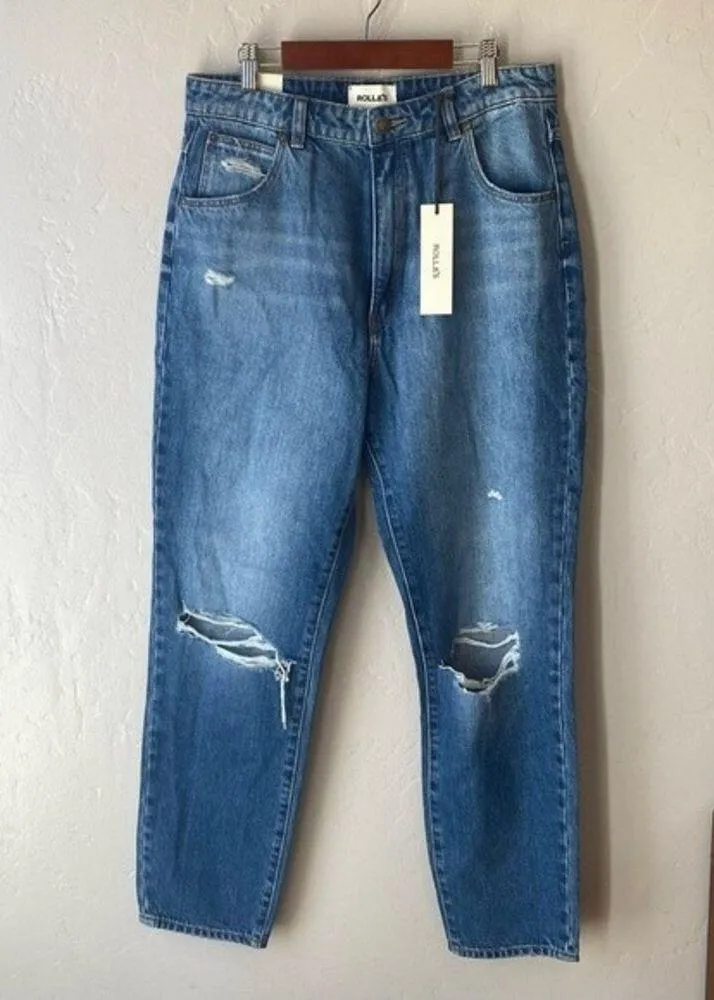 NWT Rolla's Dusters Super High Rise Cigarette Tapered Leg Jeans in Medium Wash - Image 3