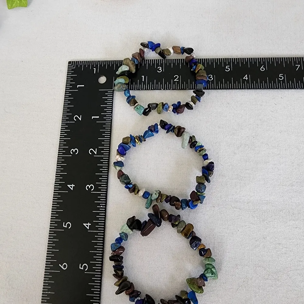 Set of 3 Bracelet Set Lapis Lazuli Malachite Natural Gem Stone Green - Image 6