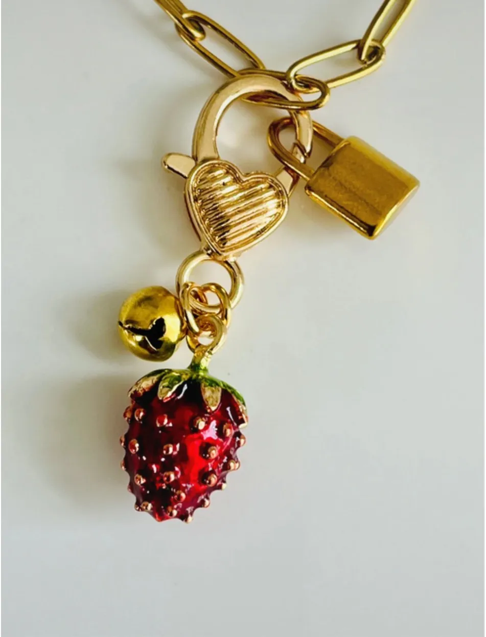 Anthropologie 18K paper clip strawberry necklace  - Image 3