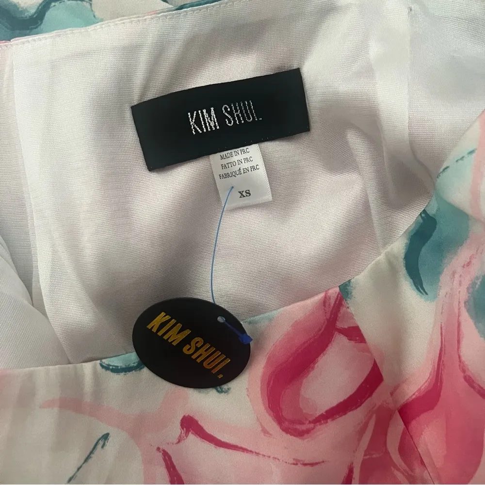 NWT Kim Shui Pink Silky Floral Cutout Bustier Top & Pink Silky Floral Midi Skirt - Image 14