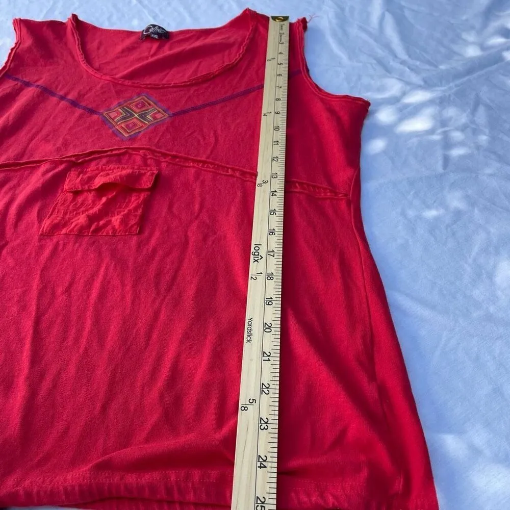 Coline size XXL ethnic boho festival cotton elastane tank top.runs small Red - Image 5