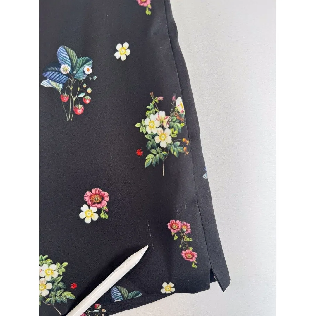 Ted Baker Womens Shorts Black Naomii Oracle Floral Ditsy Pleated Boho Size 0 - Image 5