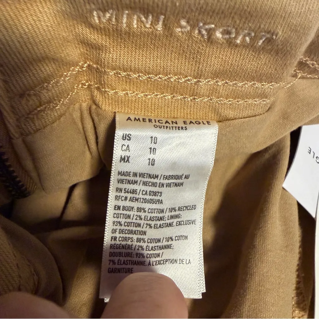 American Eagle stretch pleated mini skort size 10 NWT Mid rise Tan - Image 8
