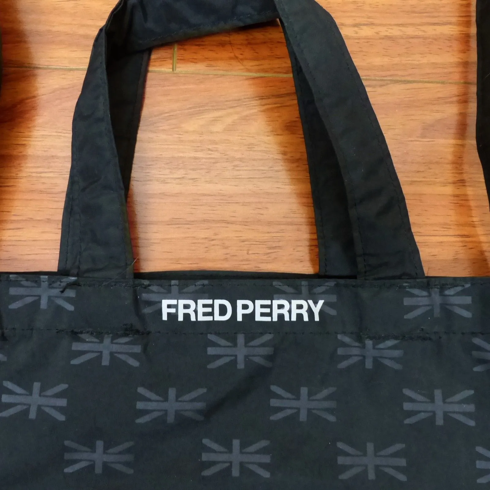 Fred Perry Tote Bag Black Laurel Wreath Logo Carryall Shopper Crossbody Nylon - Image 9