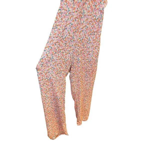 Faithfull The Brand Women 4 Orange & Pink Floral Flower Jumpsuit Romper - Image 10