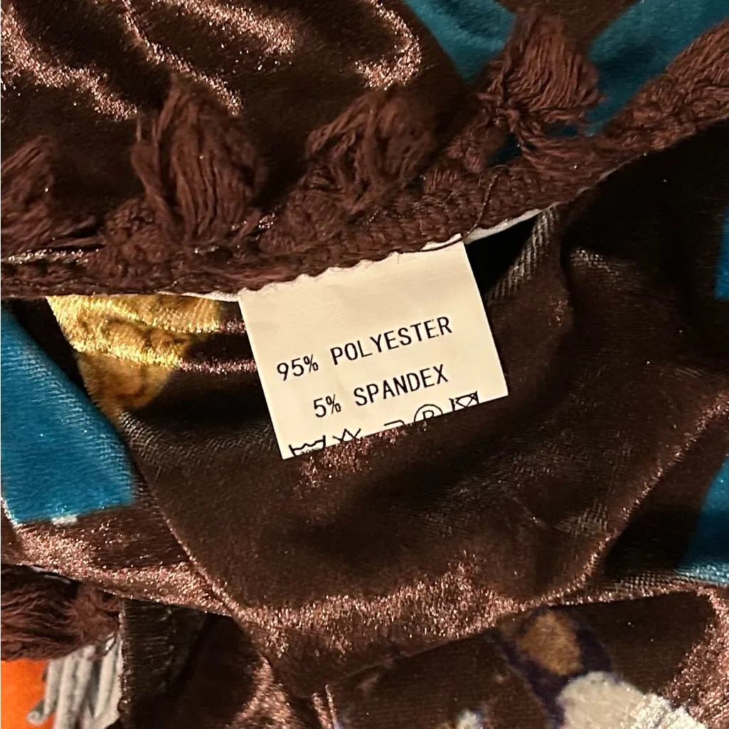 NWT Fashion U Brown Crushed Velvet Western Poncho With Tassels Size L - Image 7