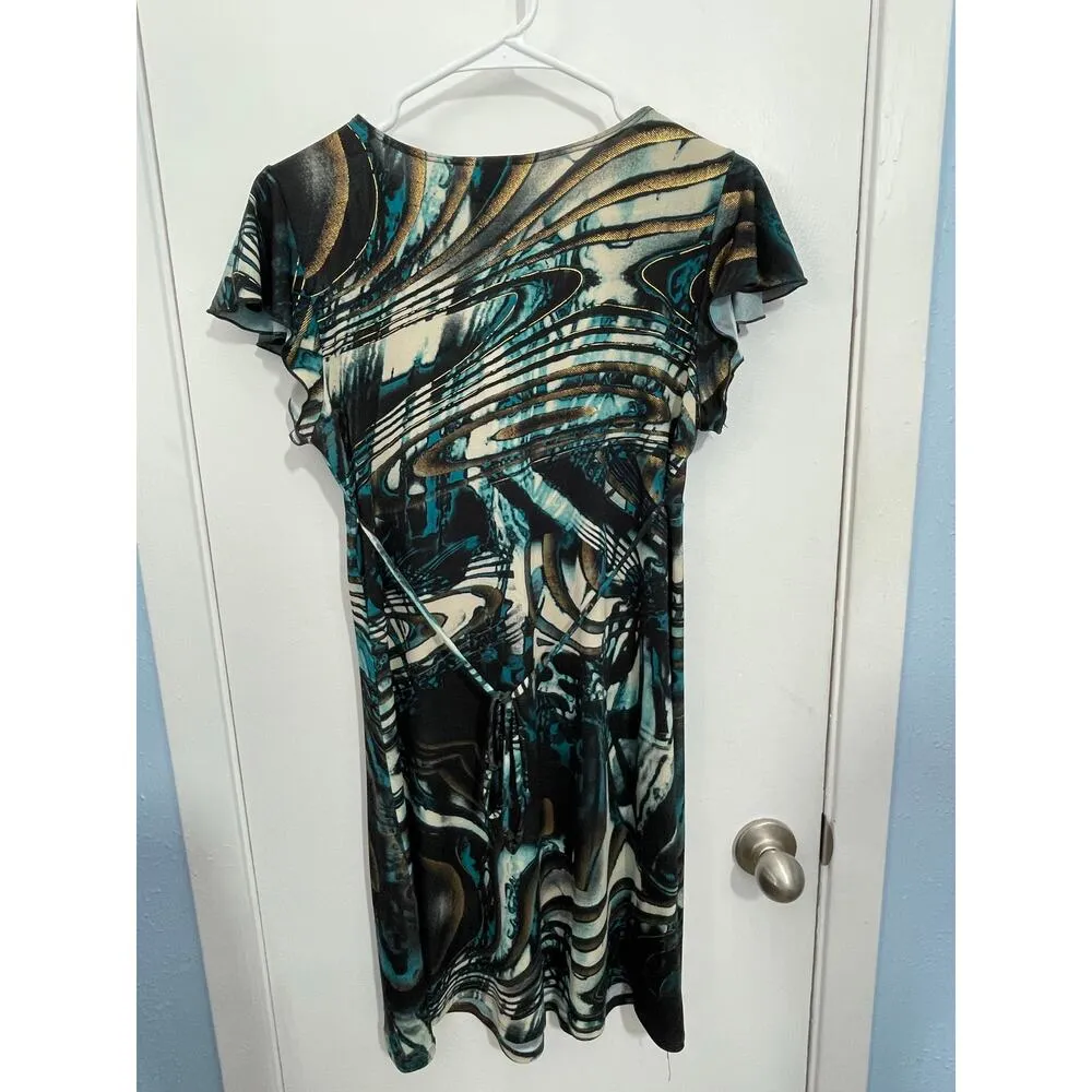 Y2K Heart Soul Dress Large Whimsigoth Medallion Flounce Sleeve Fairygrunge - Image 4