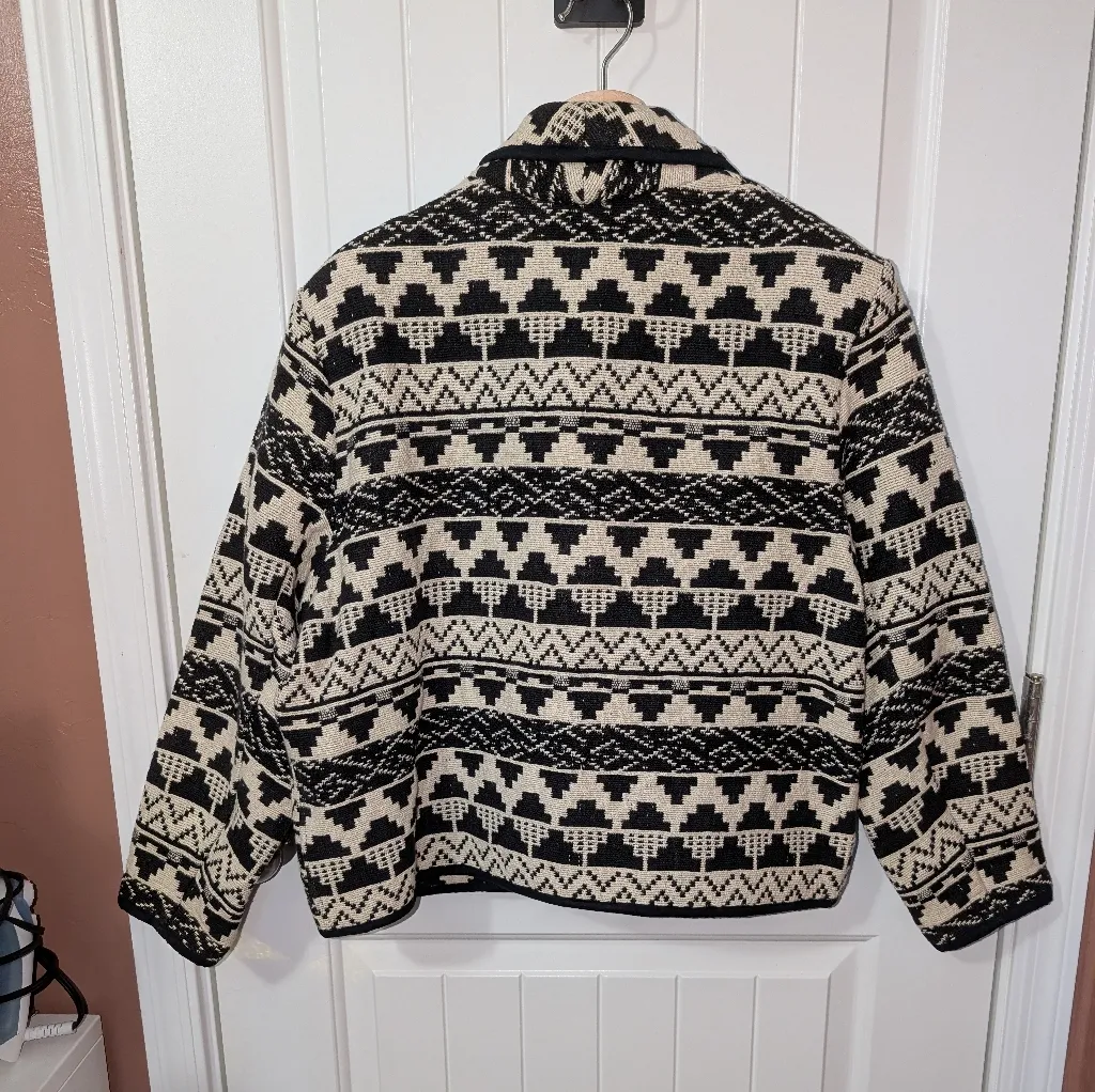 Vintage Beford Fair Lifestyles Southwest Geometric Patterned Blazer/Jacket Large Black - Image 4