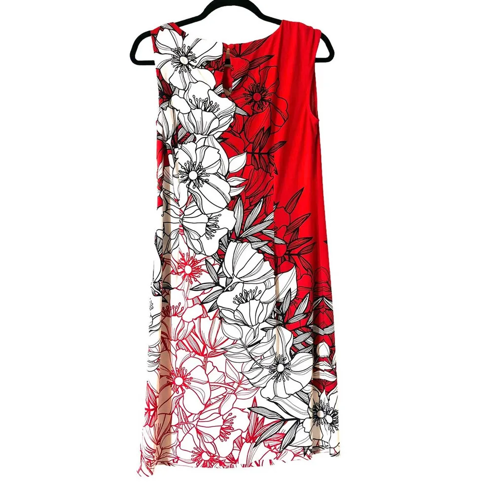 CATO Hawaiian DRESS Womens MED Red White Hibiscus Flowers Sun Slip Sleeveless - Image 3