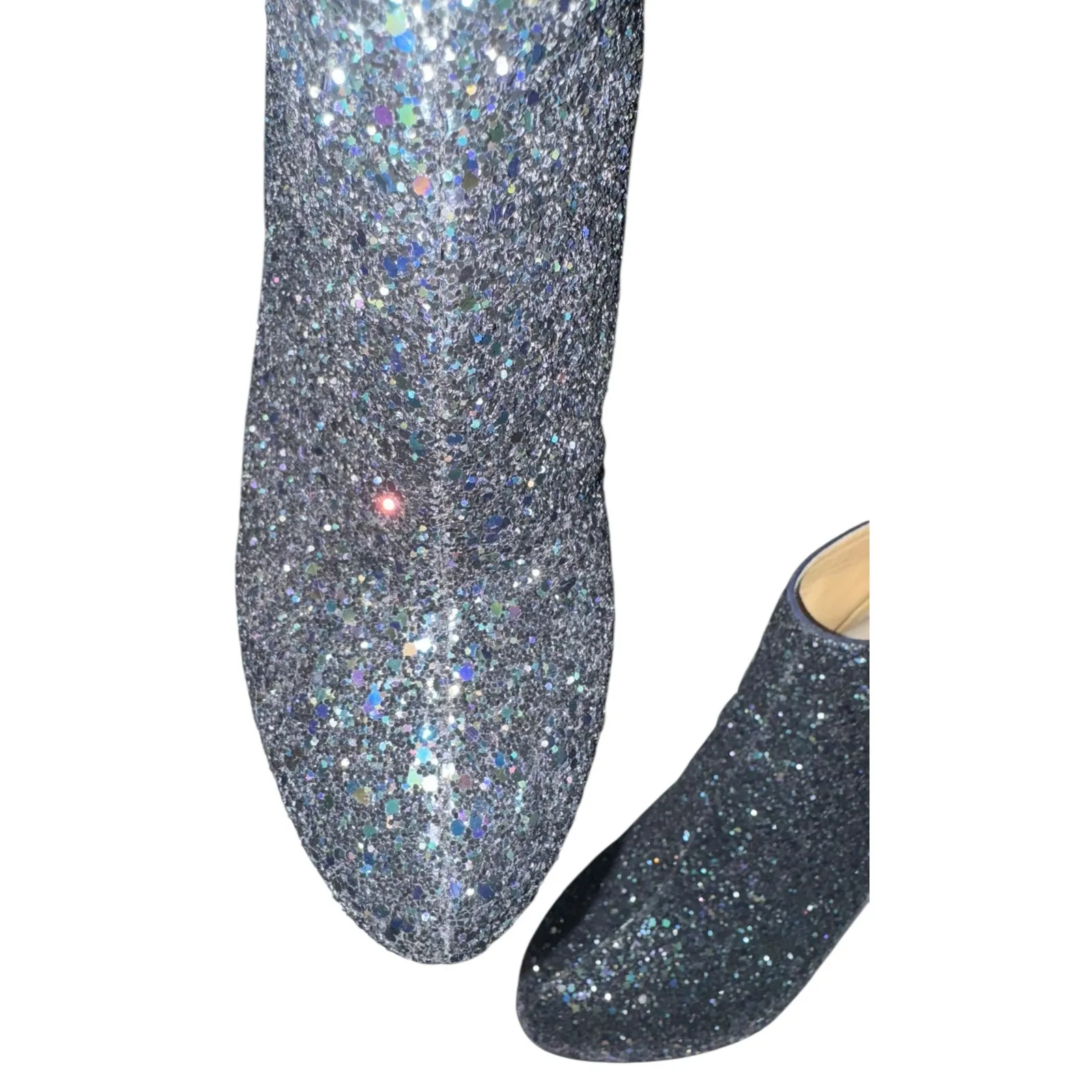 Charlotte Olympia Glitter Heel Ankle Boots Sz 7.5 Alba Made in Italy Glam Party - Image 10