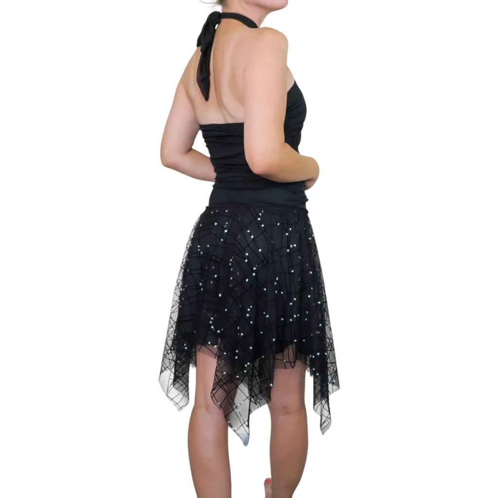 Vintage Y2K I.N. San Francisco Black Sequin Halter Dress - Image 2