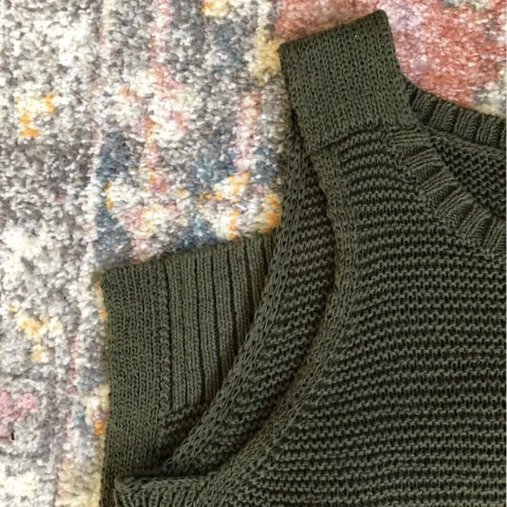 Lou & Grey Knit Tank S Woven Sleeveless Tunic Length Olive Moss Green Rib Cozy - Image 2