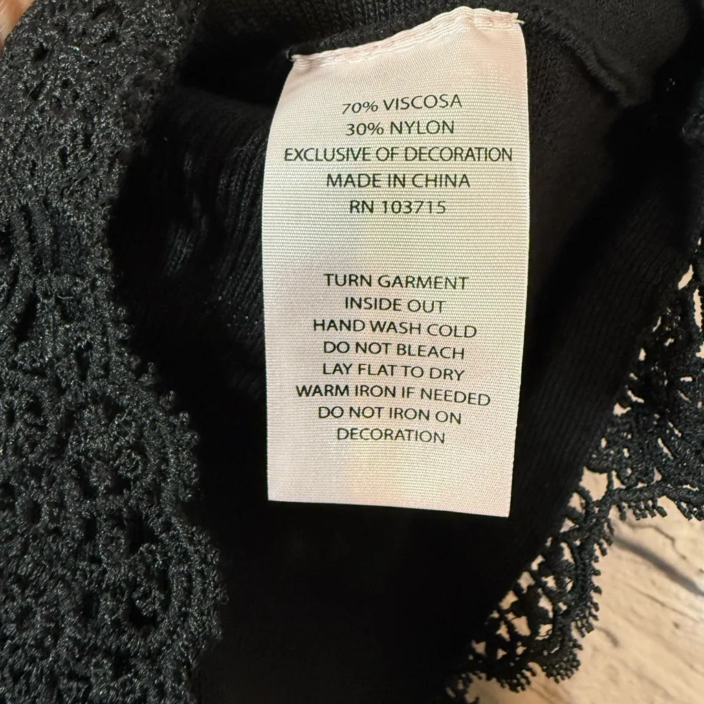 Nanette Laporte 3/4 Sleeve Black Lace Hem Dress, sz L, NWT - Image 6