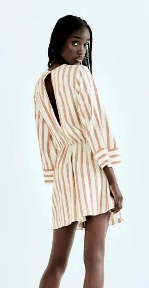 Striped Linen Blend Romper - Image 8