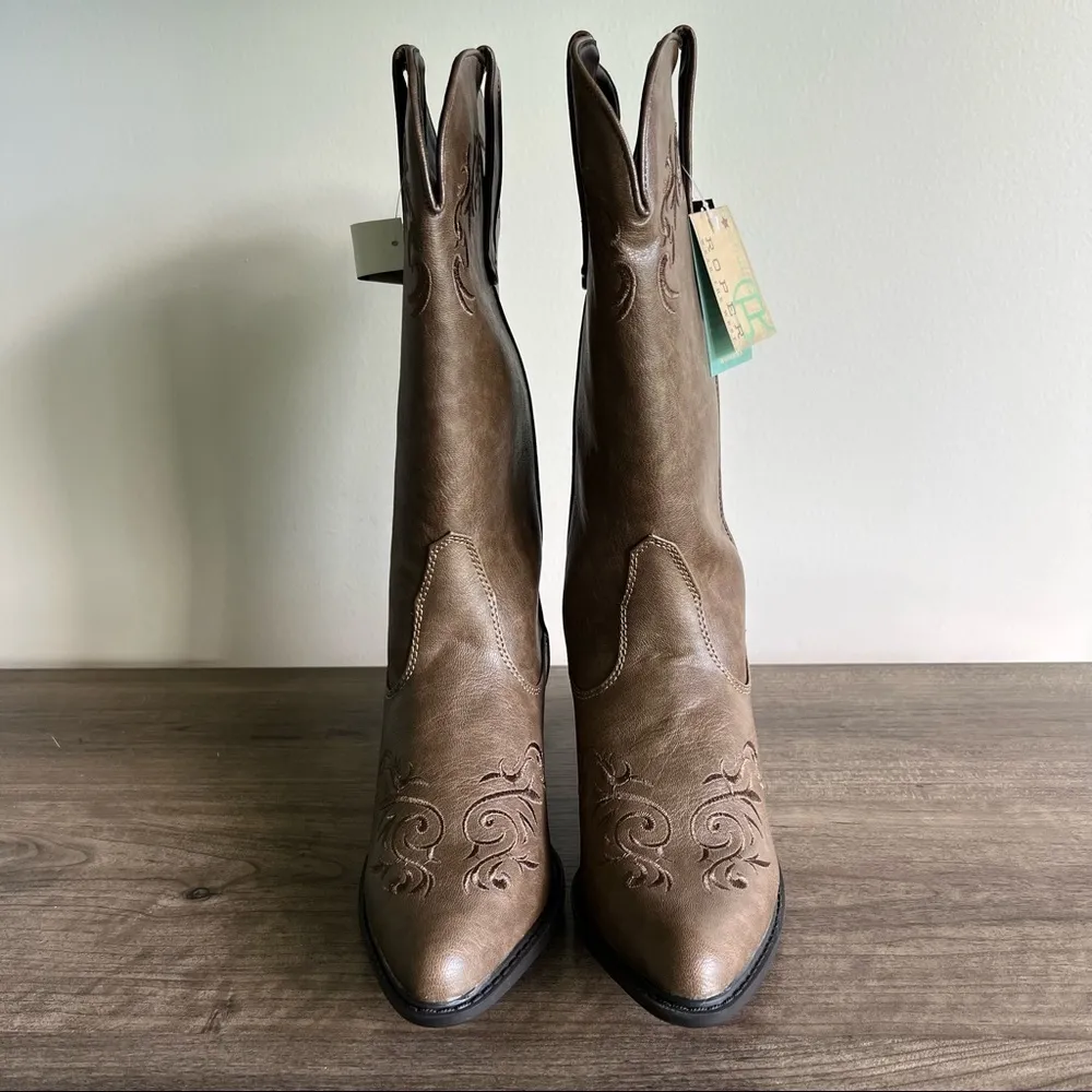 ROPER NEW Brooklyn Embroidered 12" Western Boot Size 9.5 Brown - Image 4