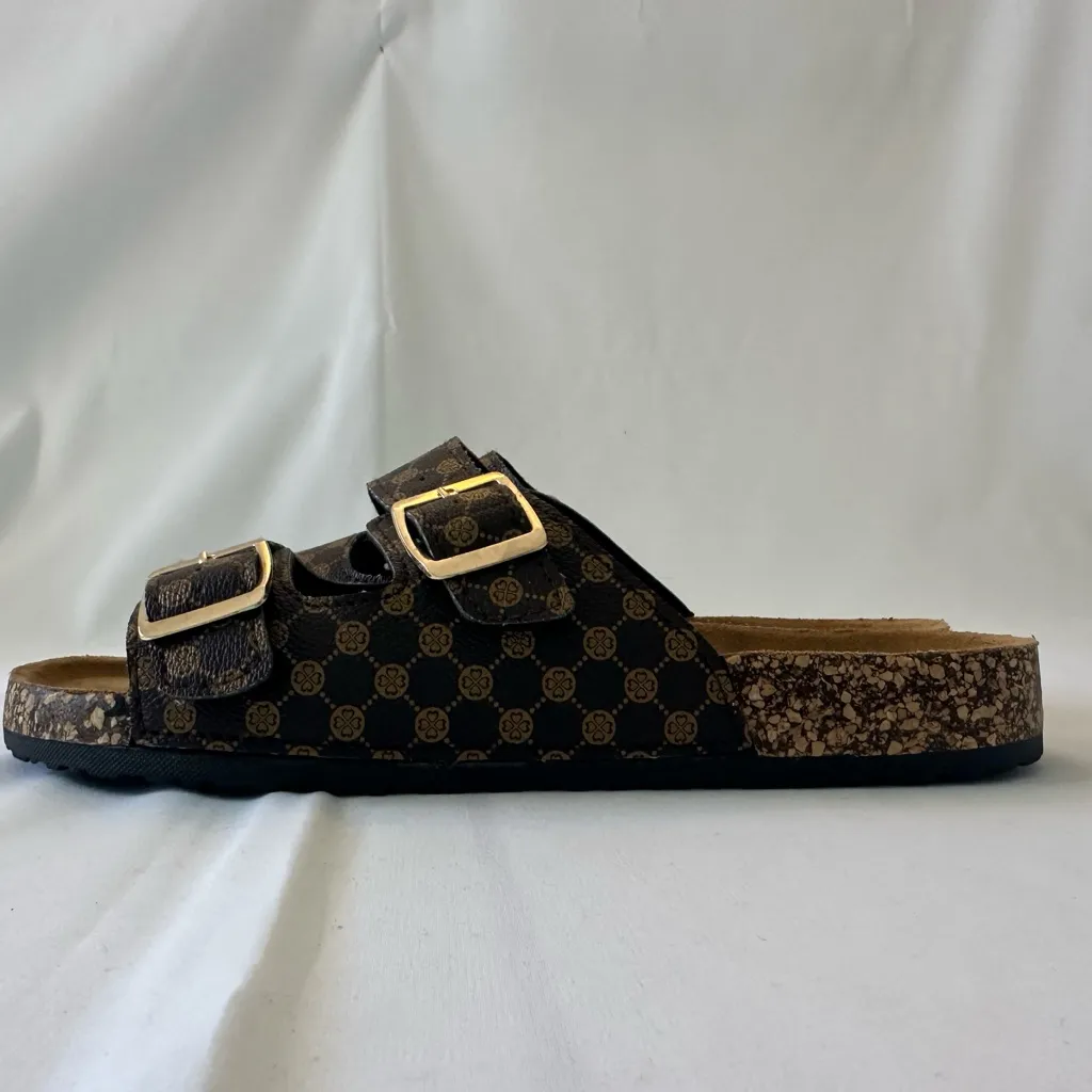 Sandals with Buckles Geo print buckle sandals women’s size 9 1/2 new Brown - Image 3