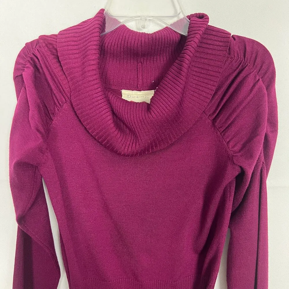 Derek Heart Sweater Juniors M Y2K Puff Shoulder Cowl Neck Career Workwear Casual - Image 3