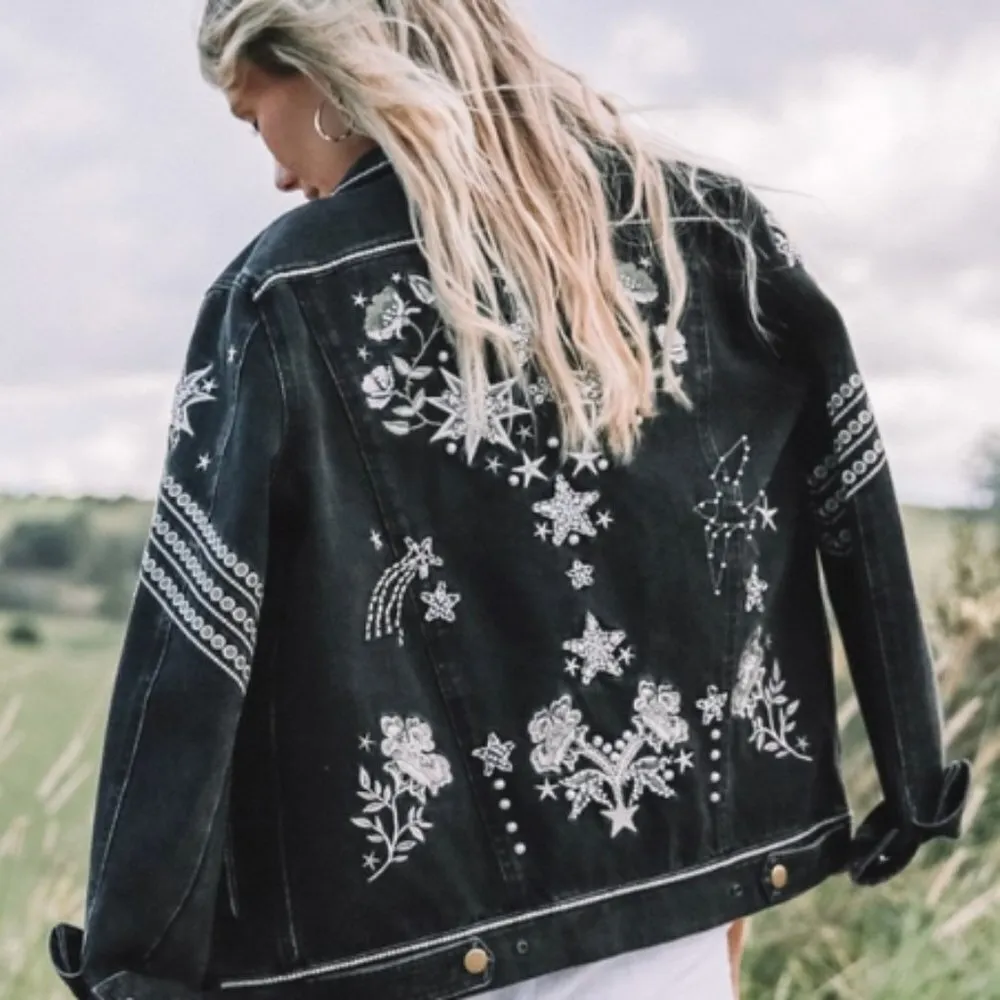 💕SPELL & THE GYPSY💕 Celestial Embellished Jacket XS NWT Black - Image 8