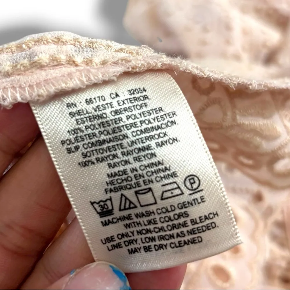 Anthropologie Akemi + Kin Pink Blush Eyelet Boho Babydoll Swing Dress 8 - Image 10