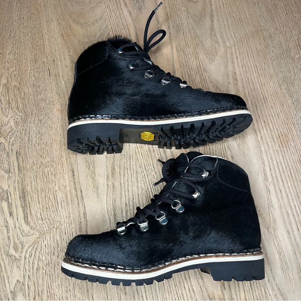 Ventesima Strada Calf Hair Luxury Italian Hiking Boots Size 37 Women’s 6.5 Black - Image 8