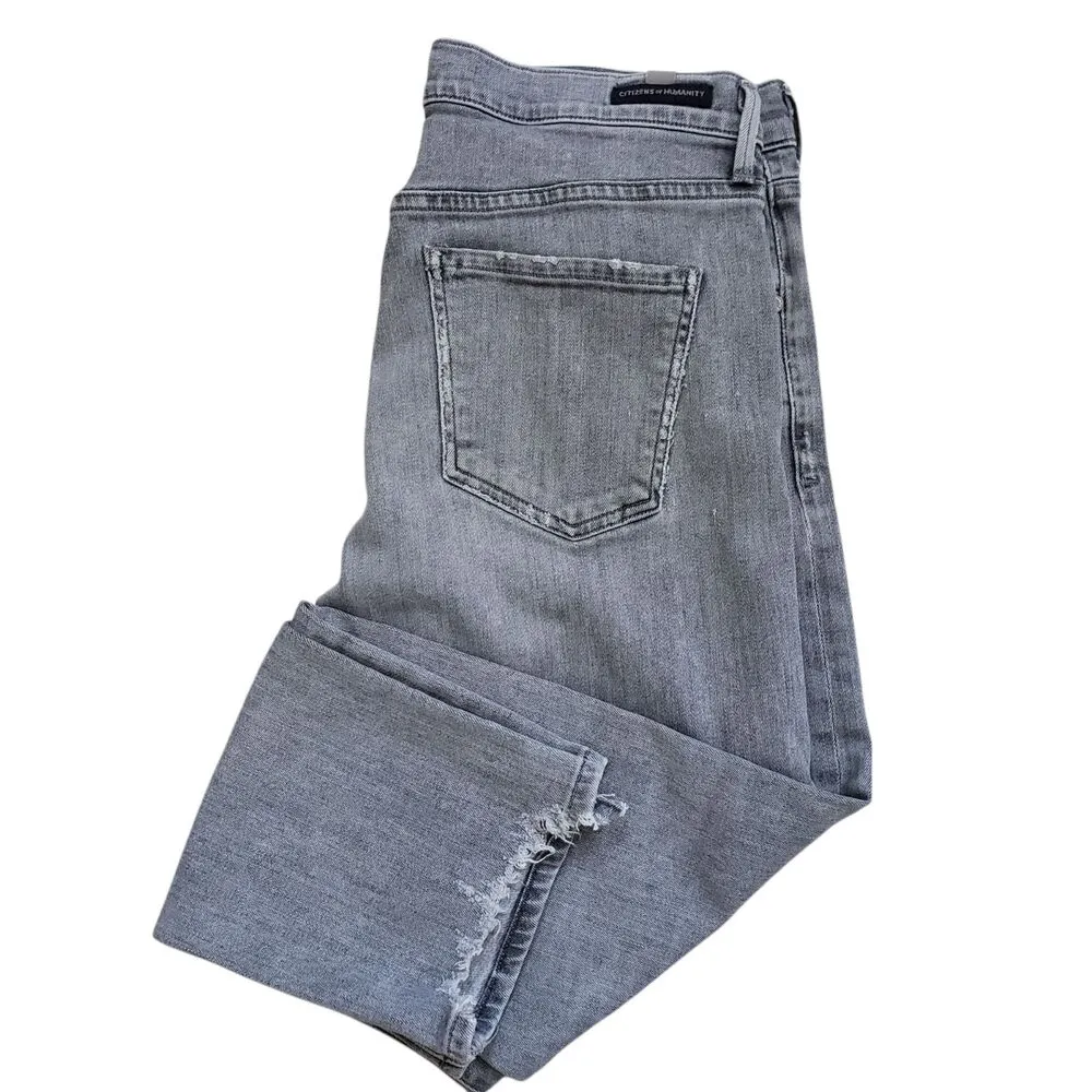 Citizens of Humanity Elsa Jeans Womens 28 Gray Distressed Mid Rise Slim Crop - Image 8