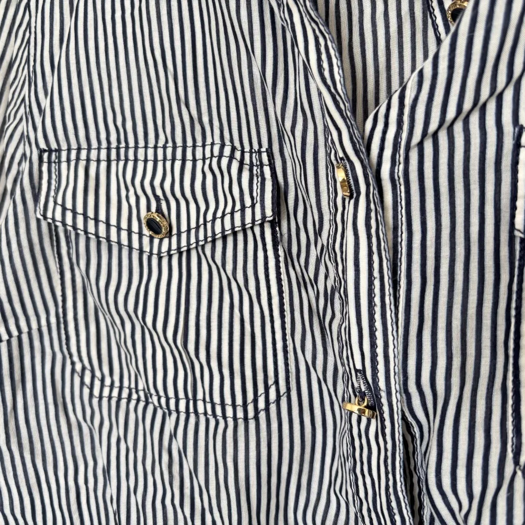 Tory Burch Striped Cotton Button Up Top - Image 3