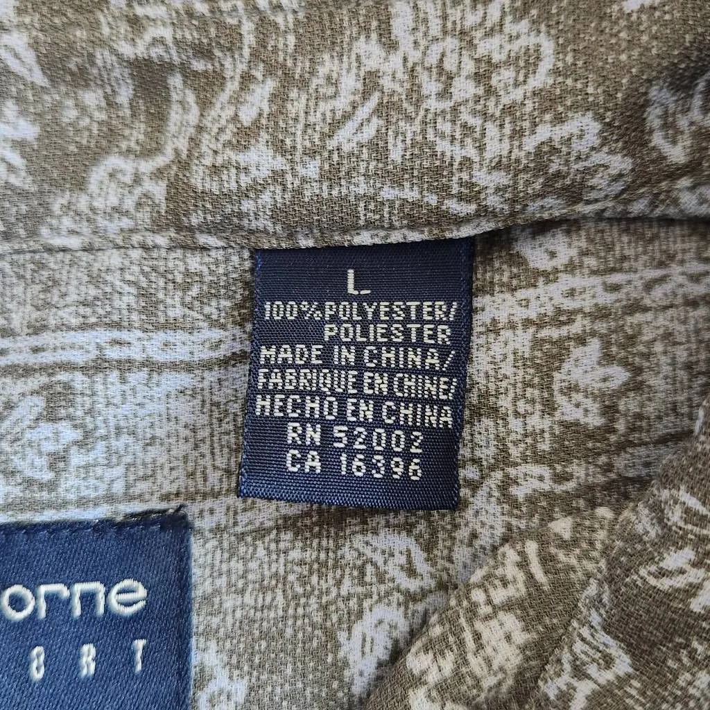 Liz Claiborne Blue and Gray Floral Button Down Shirt Size Large Blue Floral Top - Image 7