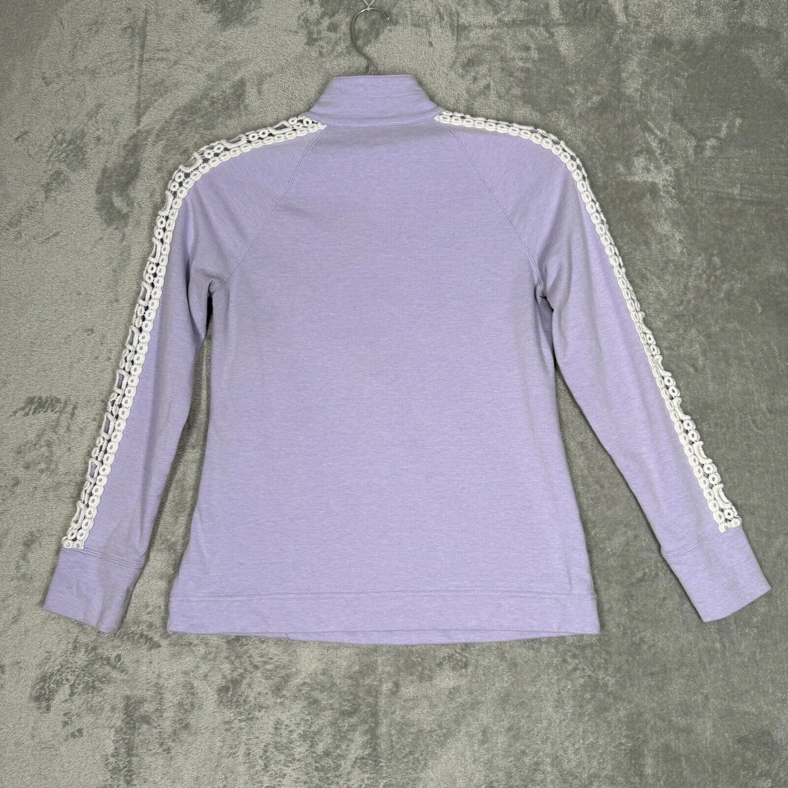 Lilly Pulitzer Womens Small Purple‎ Cream 1/2 Zip Crochet Casual Preppy Casual - Image 4
