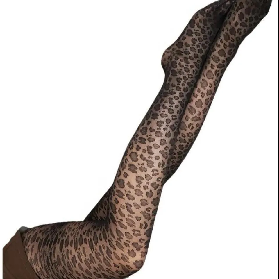 Gothic Women's Elegant Goddess Cheetah Leopard Punk Print Tights - Image 3