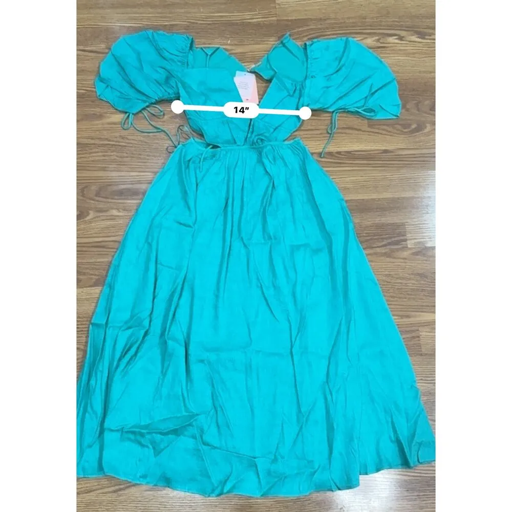 CULT GAIA Emerald green Erba Charlize Cut Out Midi Dress XS - Image 7